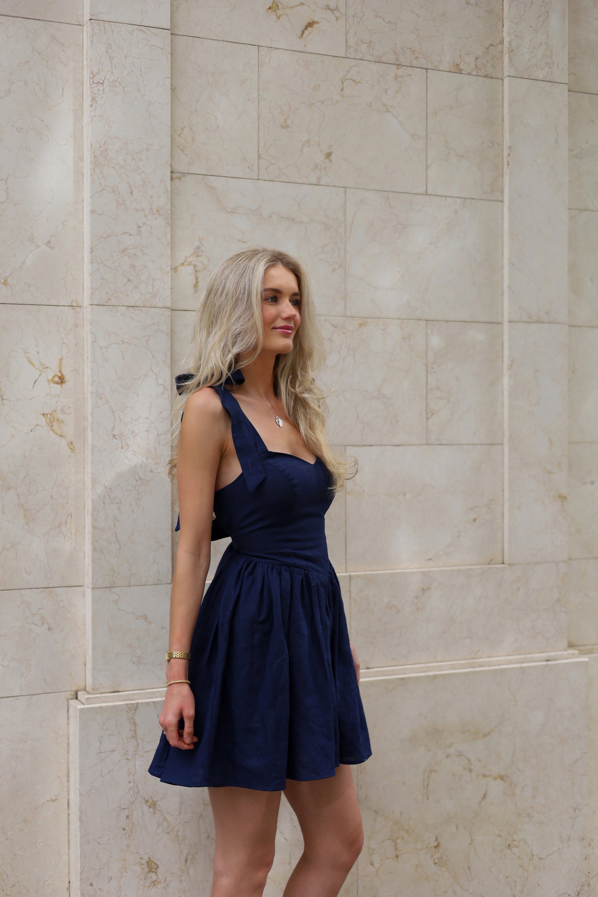 Cloud Linen Mini Dress | Navy