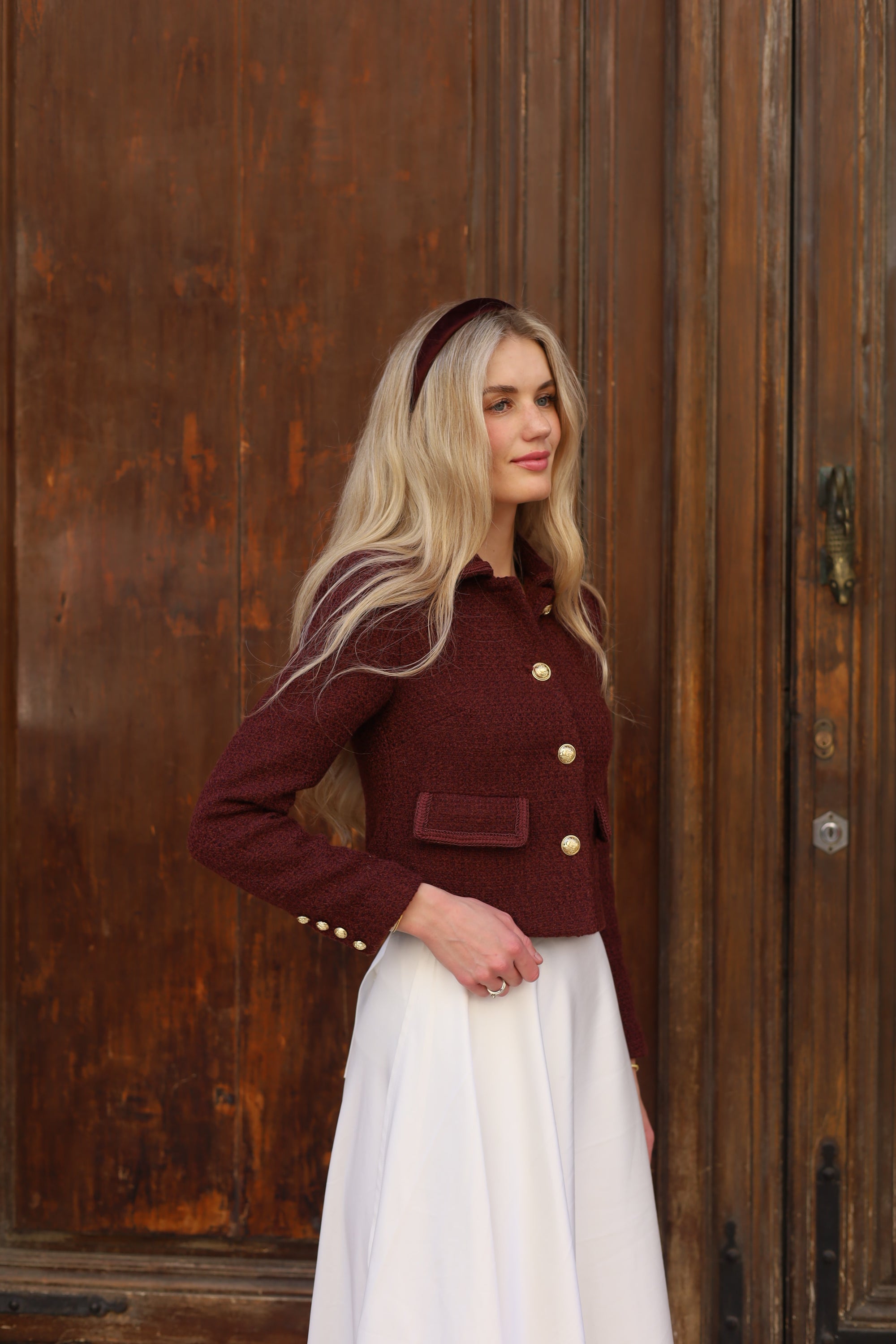 Wool Tweed Blazer | Bordeaux