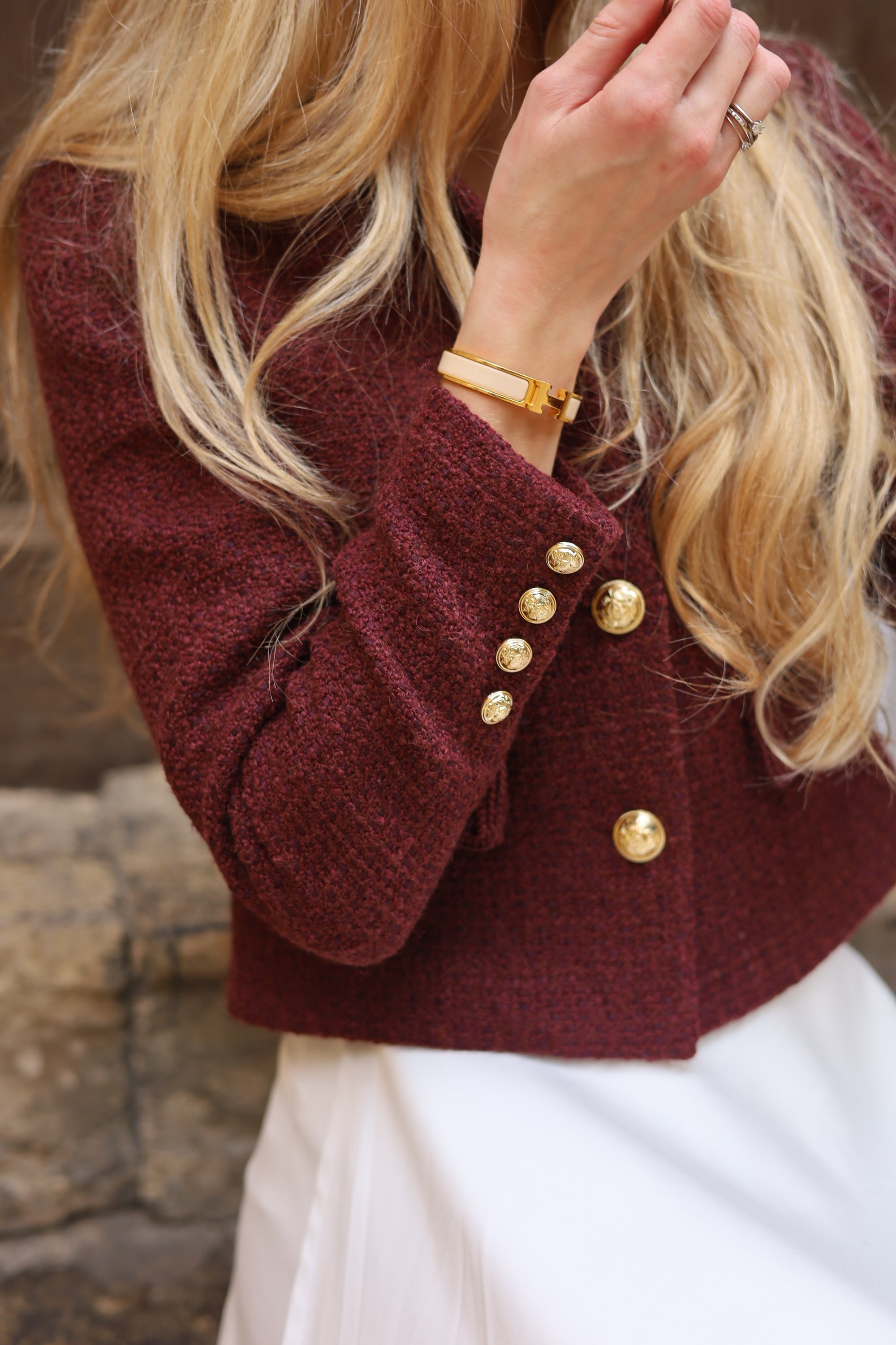 Wool Tweed Blazer | Bordeaux