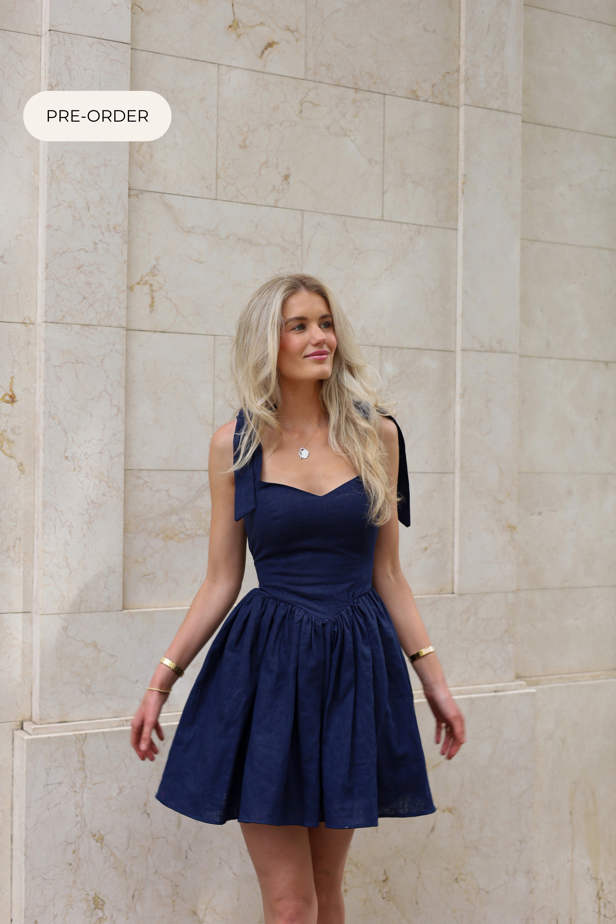 Cloud Linen Mini Dress | Navy