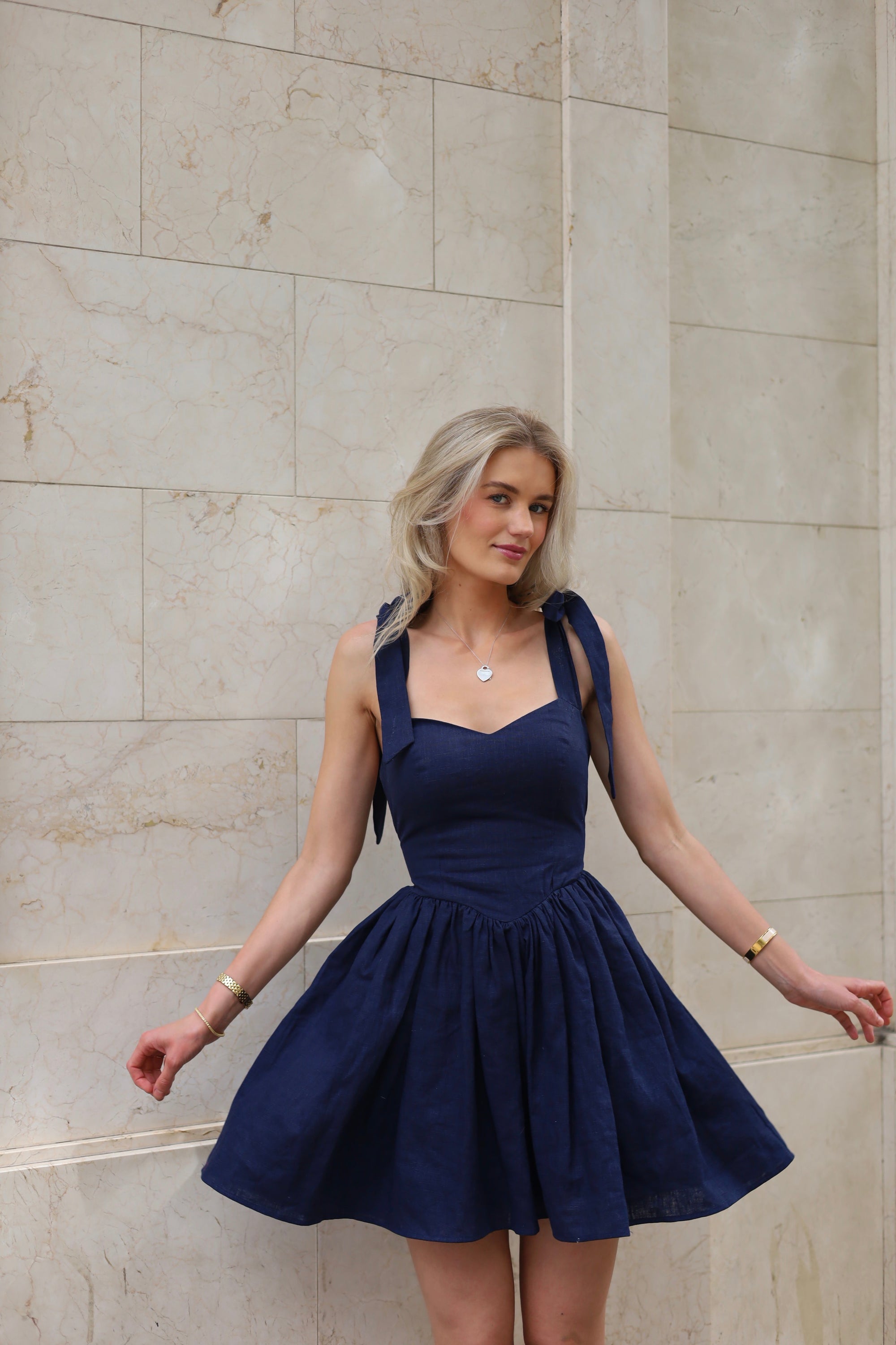 Cloud Linen Mini Dress | Navy
