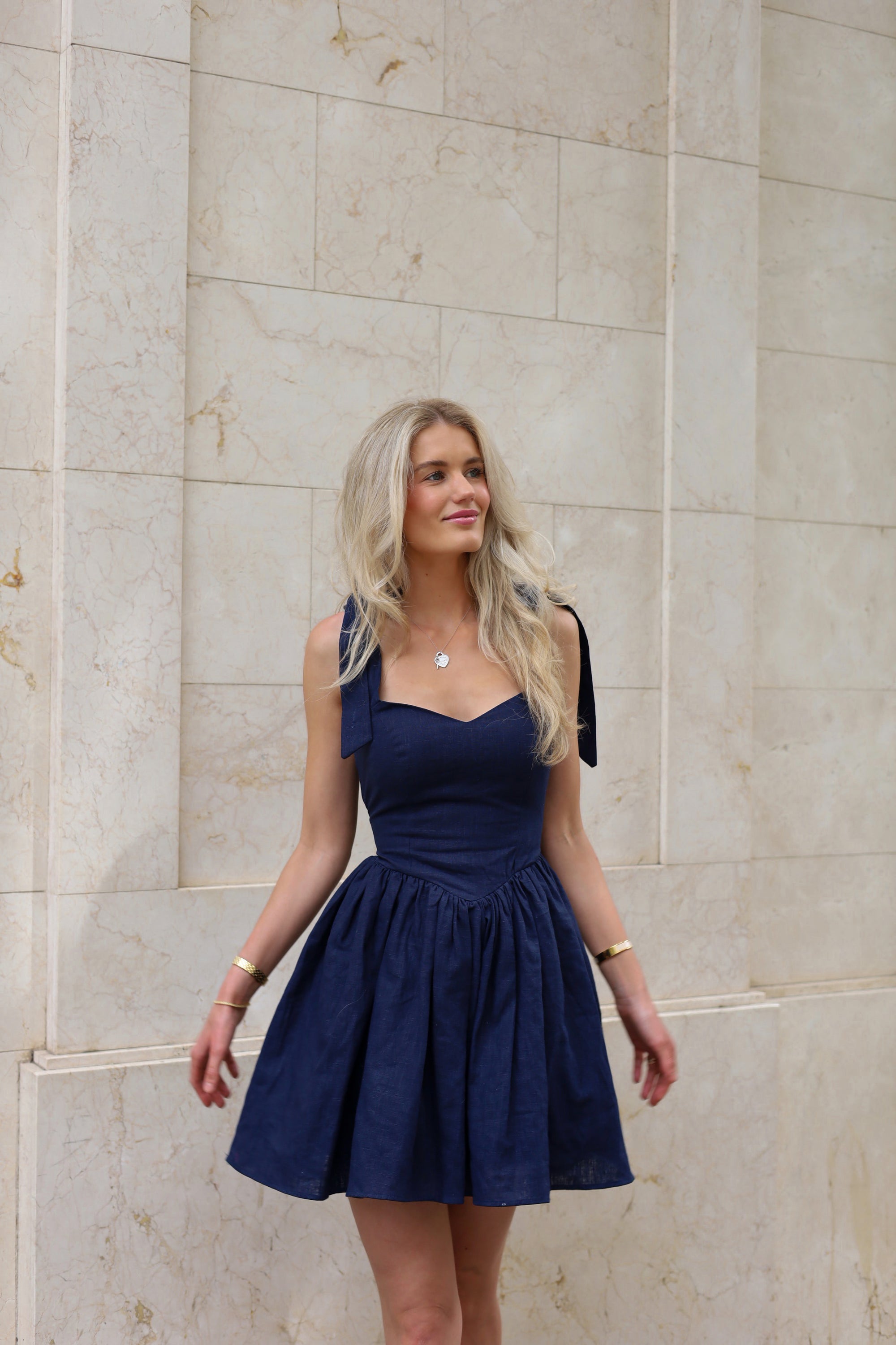 Cloud Linen Mini Dress | Navy