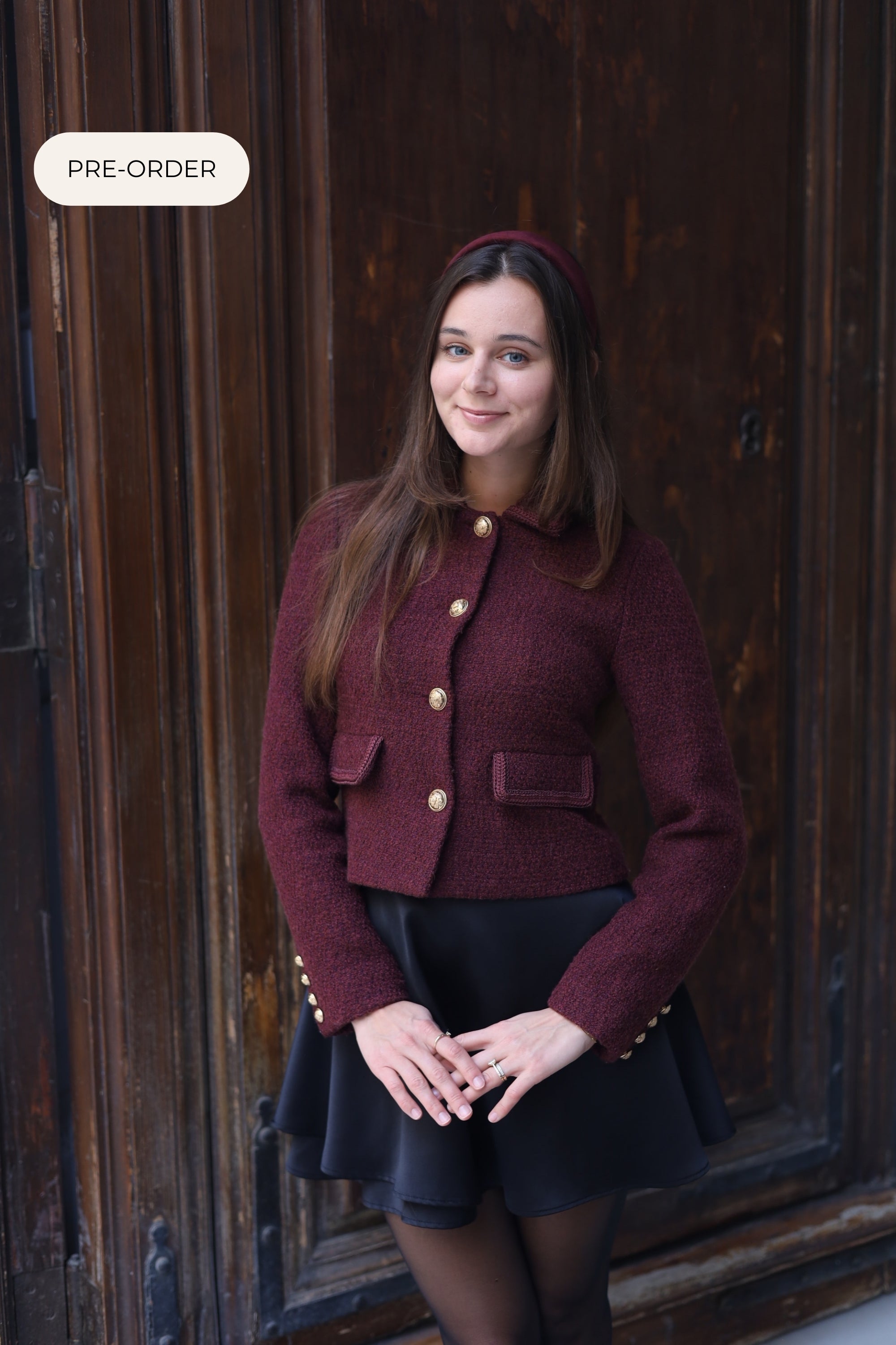 Wool Tweed Blazer | Bordeaux
