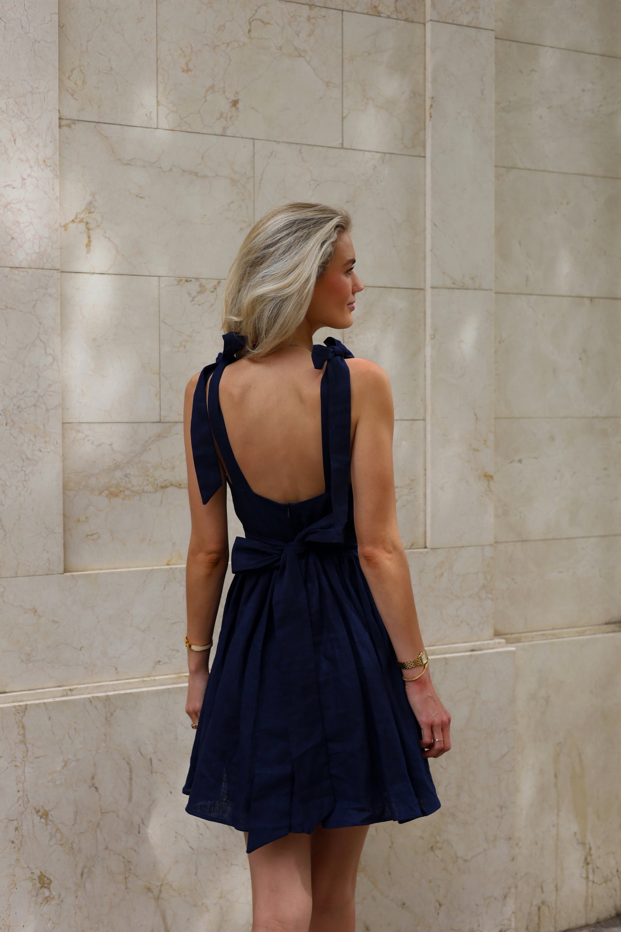 Cloud Linen Mini Dress | Navy