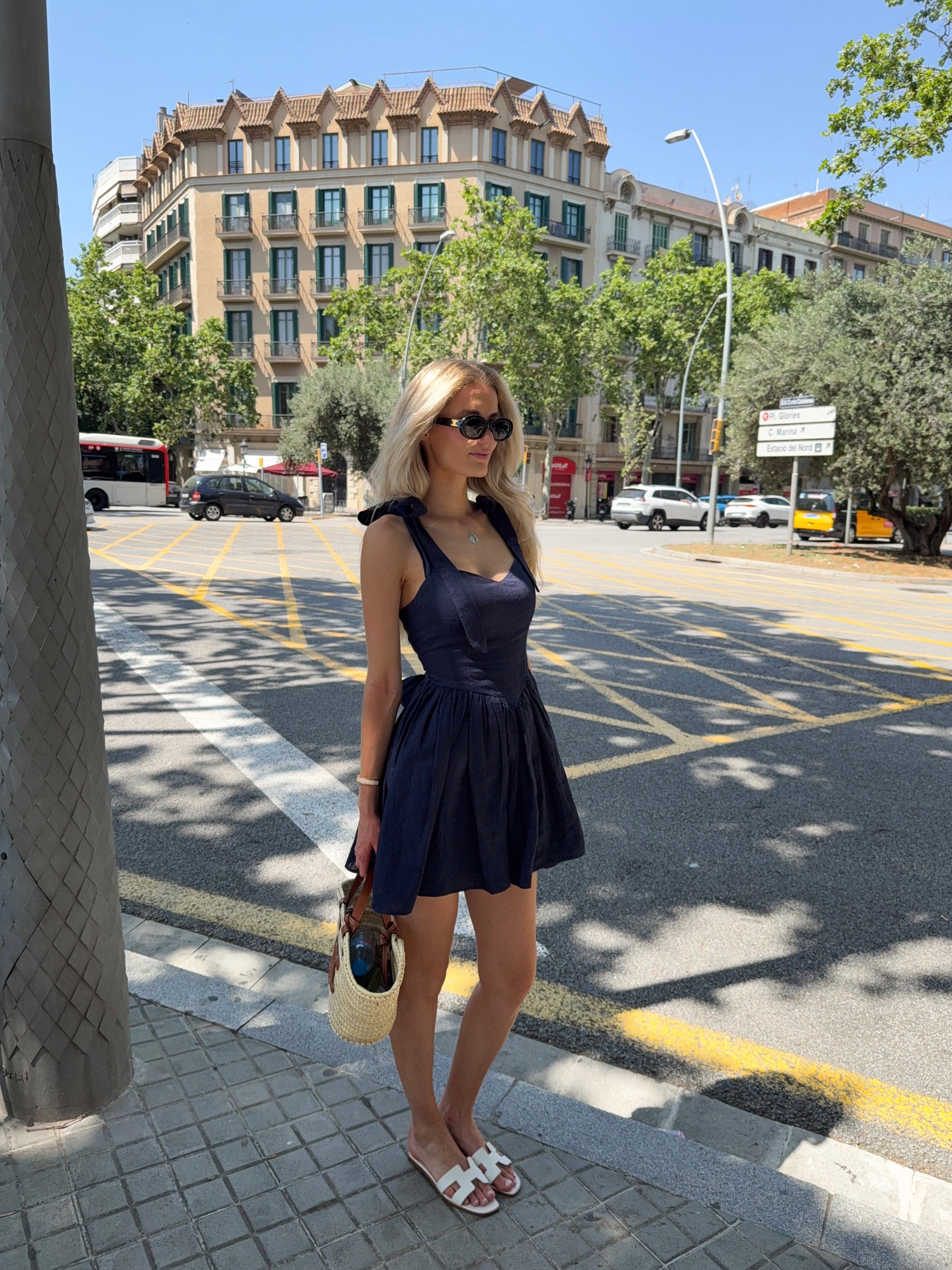 Cloud Linen Mini Dress | Navy