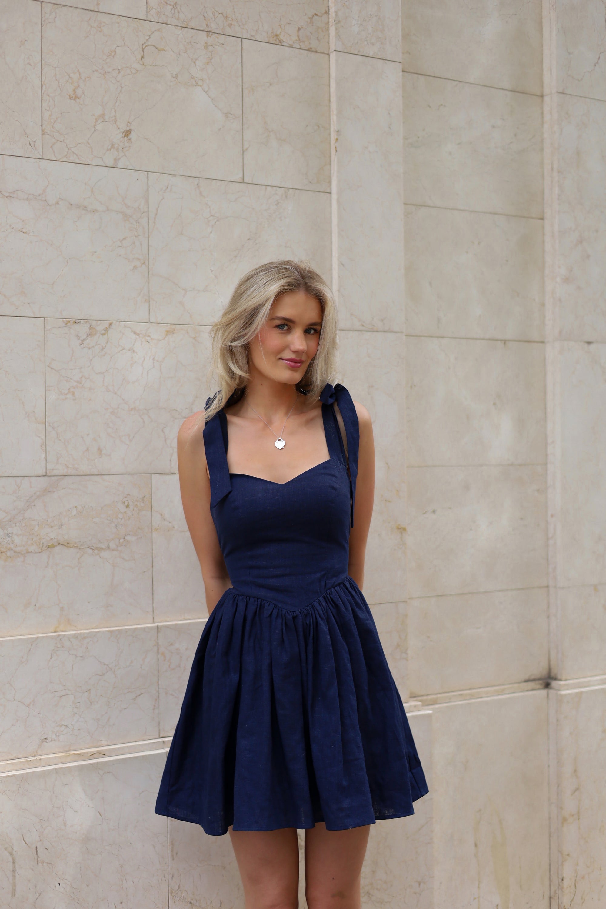Cloud Linen Mini Dress | Navy