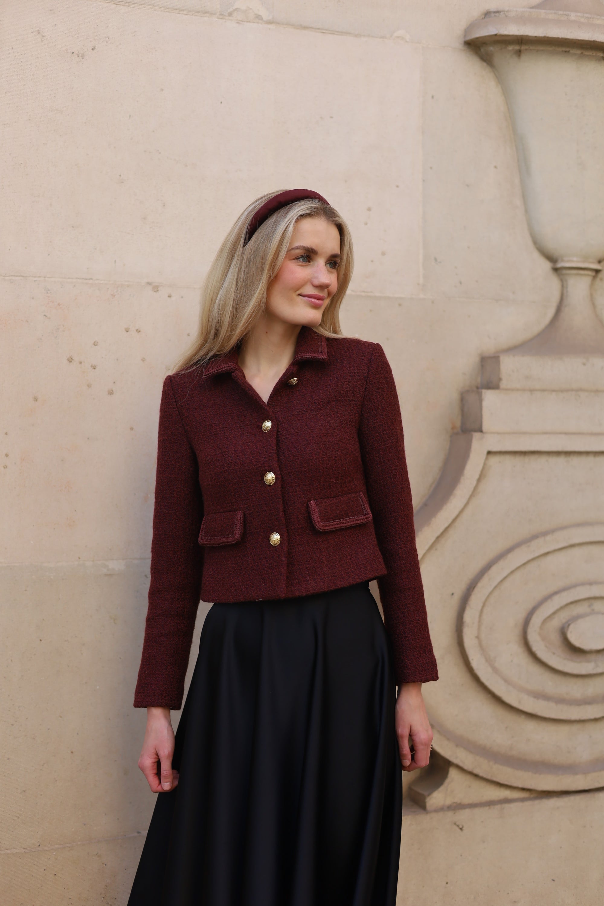 Wool Tweed Blazer | Bordeaux