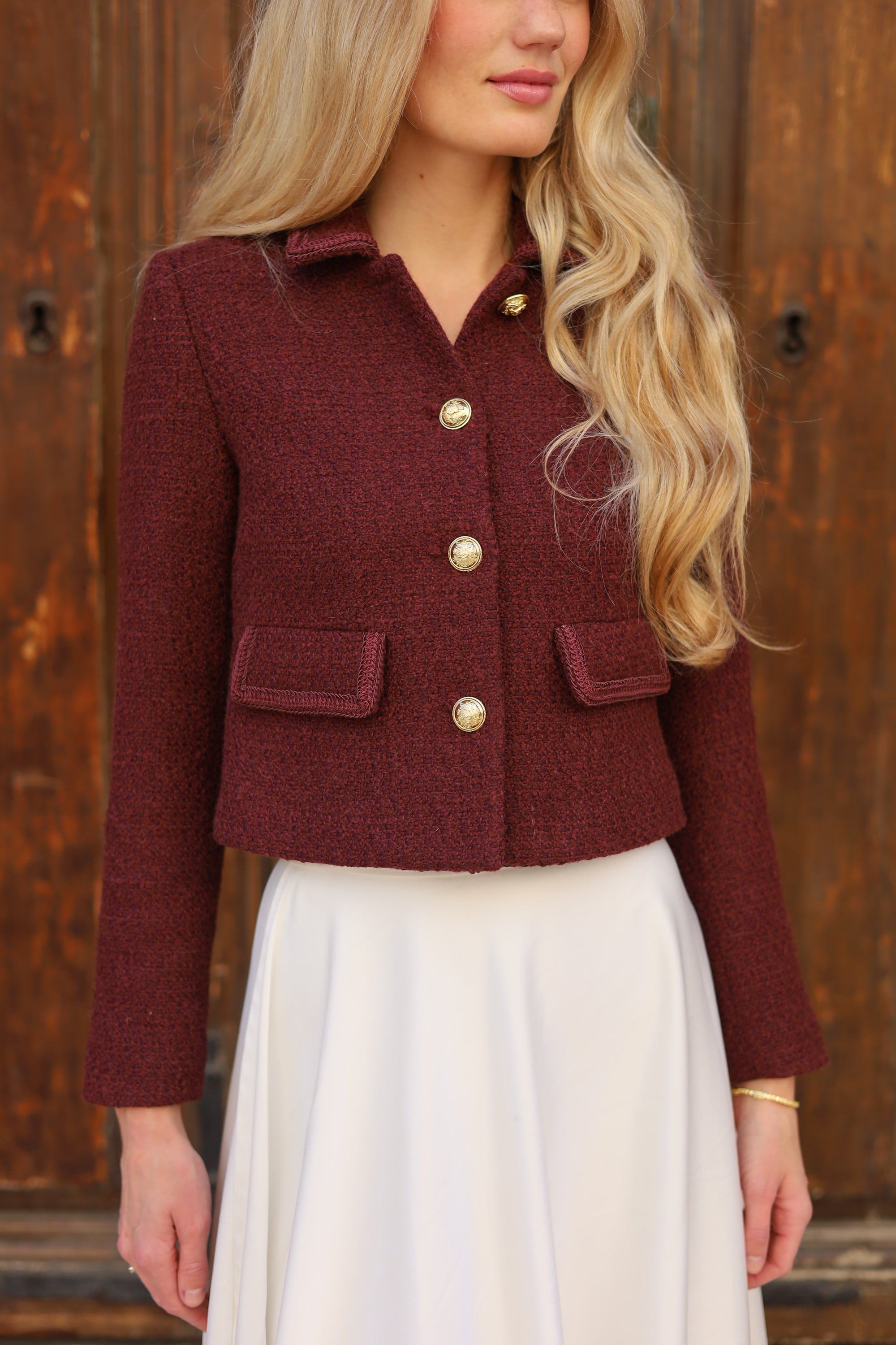 Wool Tweed Blazer | Bordeaux