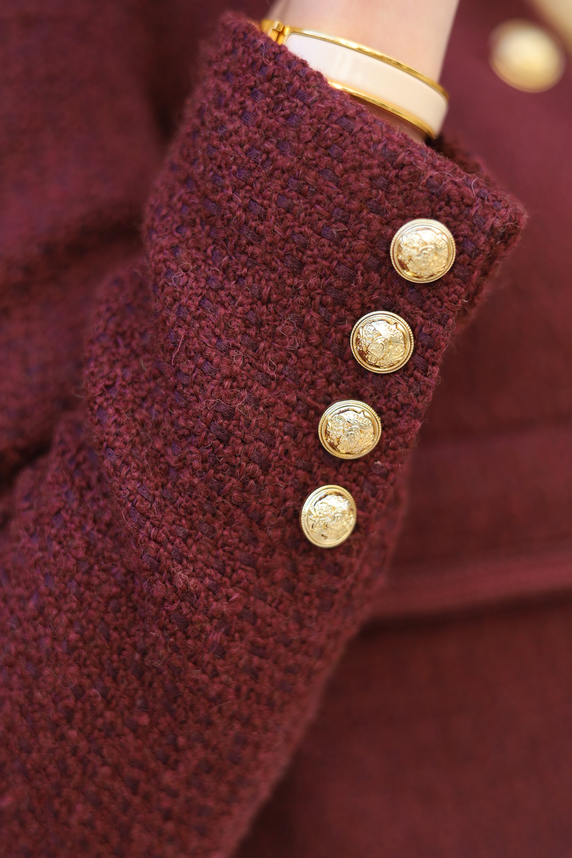 Wool Tweed Blazer | Bordeaux