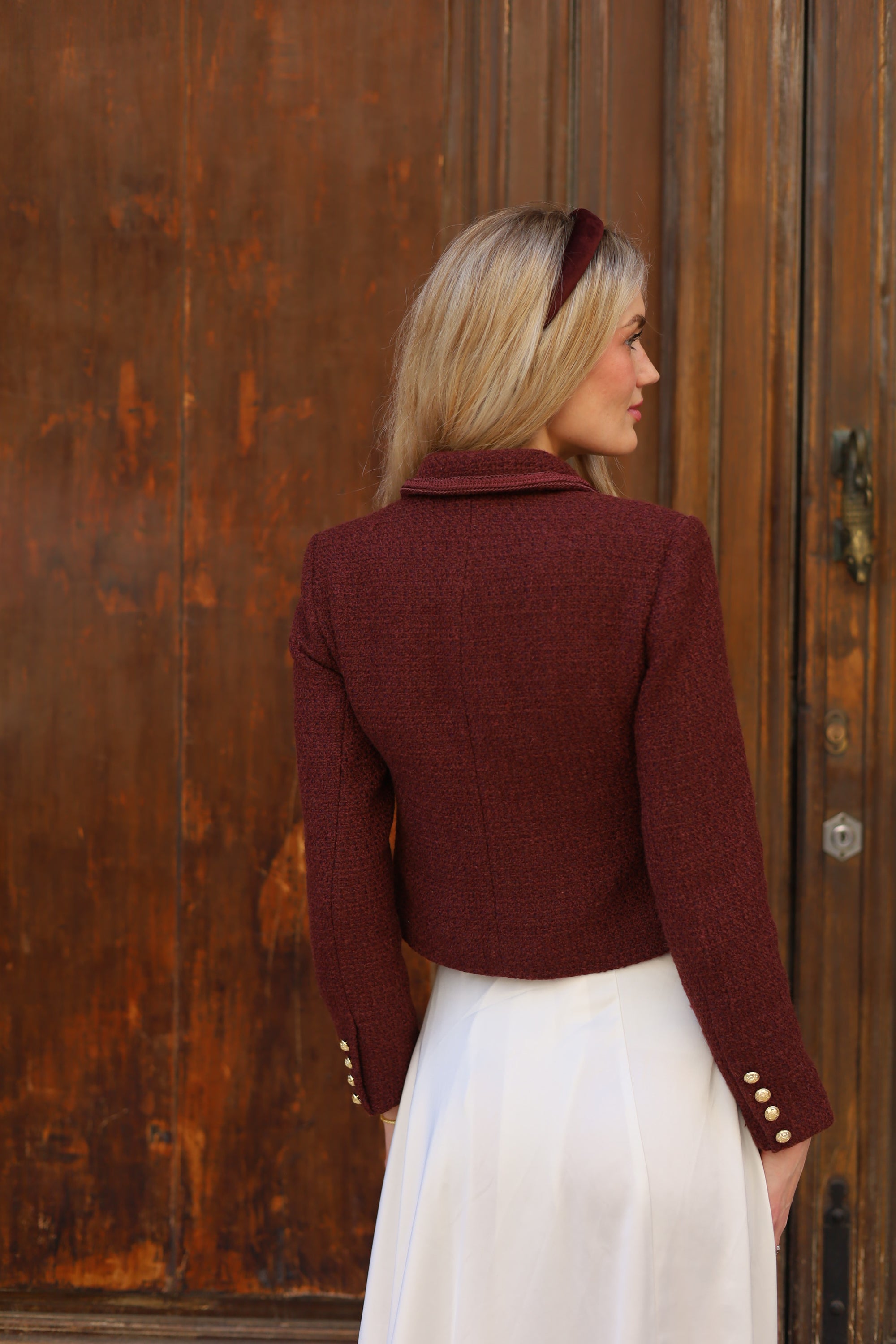 Wool Tweed Blazer | Bordeaux